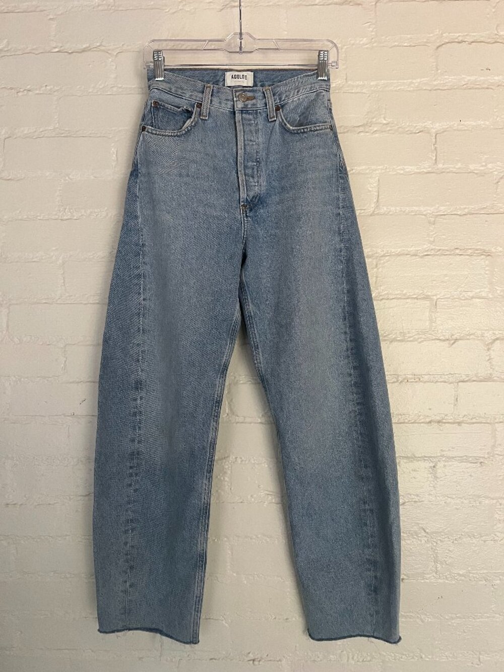AGOLDE Luna Barrel Cotton Jeans Size 24 x 30 Button Fly High Rise Color Addition